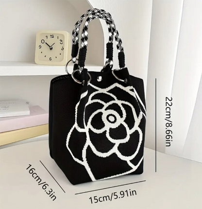 Camellia Large-Capacity Knitted Casual Tote Bag ZK3917: Beige / One Size