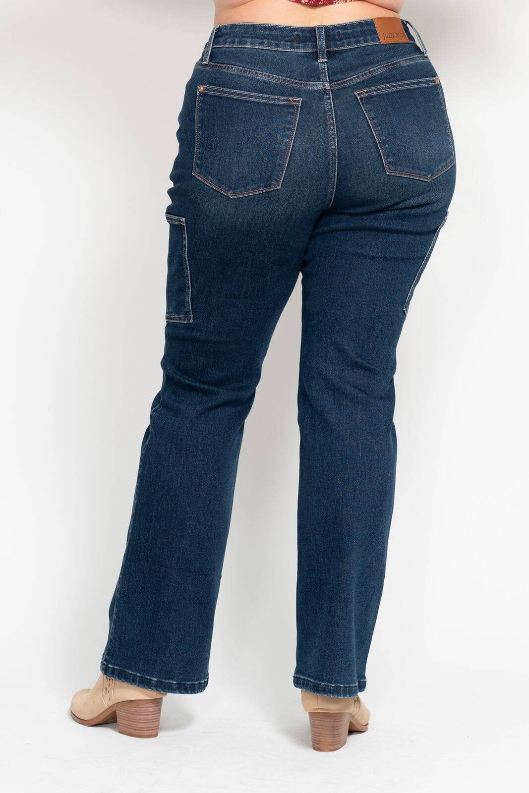 High Waisted Cargo Bootcut- PLUS: DK / 24W