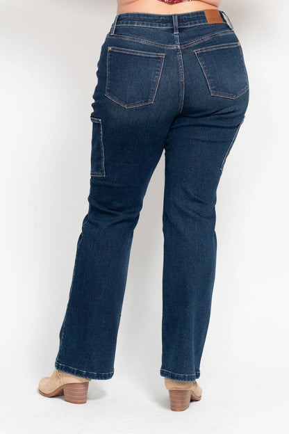 High Waisted Cargo Bootcut- PLUS: DK / 20W