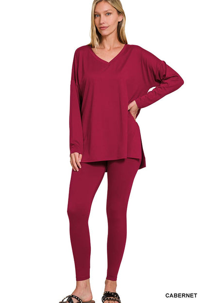 1223 Brushed Dty Microfiber Loungewear Set SI-23693 Zenana: ASHMOCHA-156632 / M