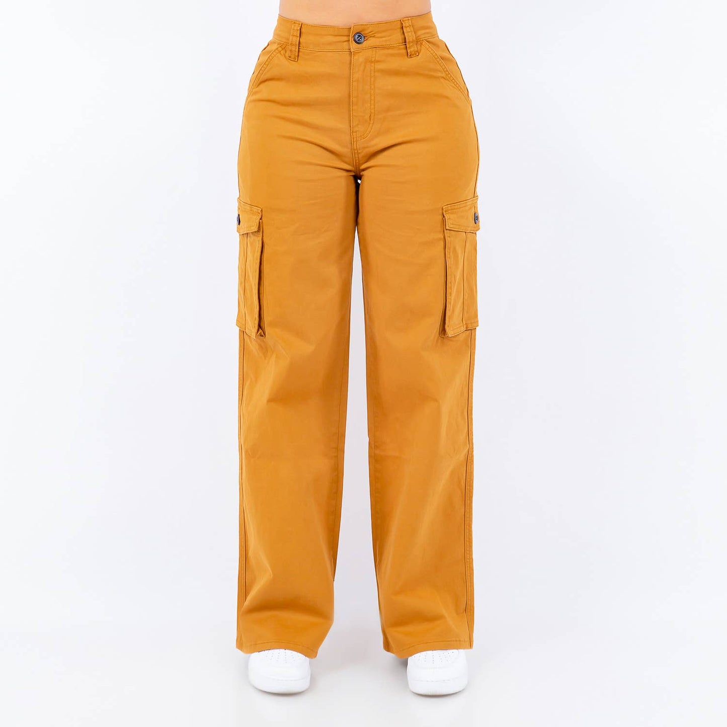 PLUS SIZE HIGH WAIST WIDE STRAIGHT PANTS-RJH5669P: OLIVE / 3X