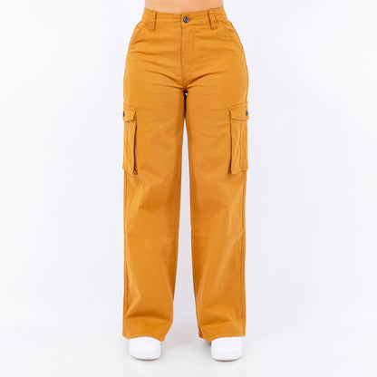 PLUS SIZE HIGH WAIST WIDE STRAIGHT PANTS-RJH5669P: OLIVE / 3X