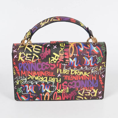 Graffiti Top Handle Clutch: Multicolor