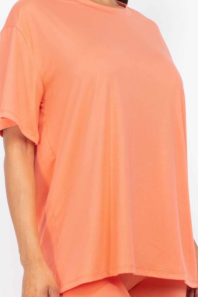 Loose Fit Top & Bike Shorts Set: Tomato Cream / S