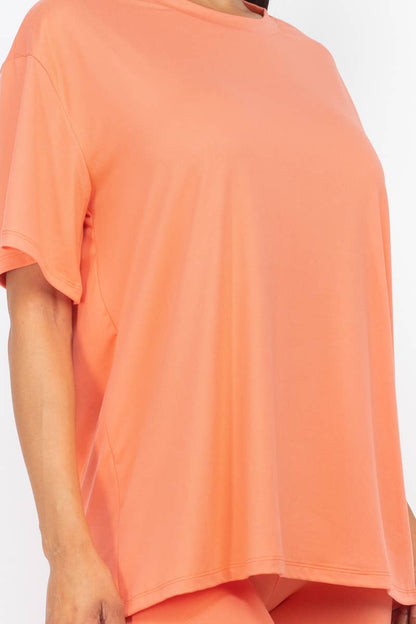 Loose Fit Top & Bike Shorts Set: Tomato Cream / S