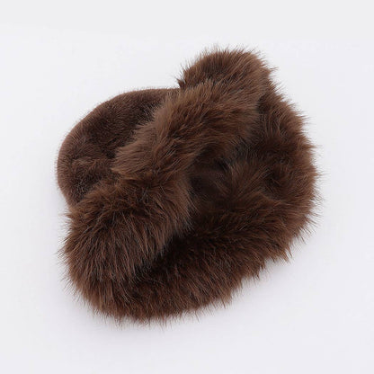 Wide Brim Faux Fur Bucket Hat: BK