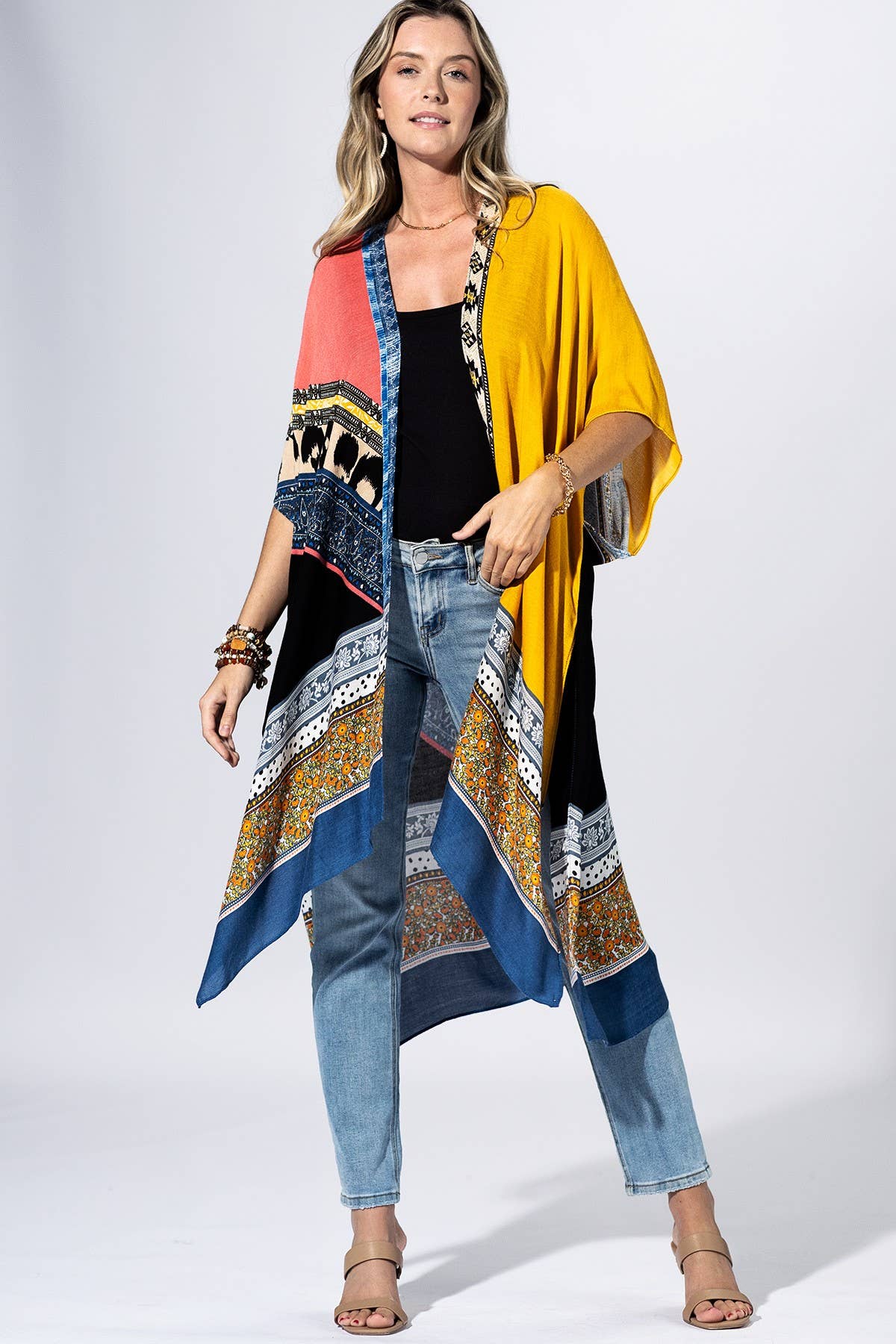 Sienna Patchwork Kimono: YELLOW MULTI / 2 / One Size
