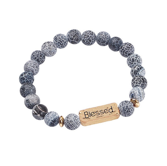 Blessed Gray Mosaic Beaded Bracelet
