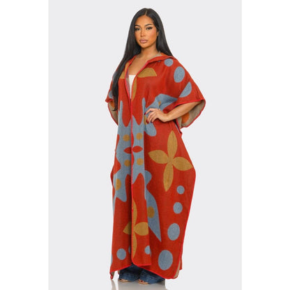 Hooded Open Cardigan Poncho: MULTI / ONE SIZE(6)