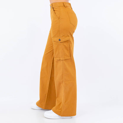 PLUS SIZE HIGH WAIST WIDE STRAIGHT PANTS-RJH5669P: IVORY / 3X