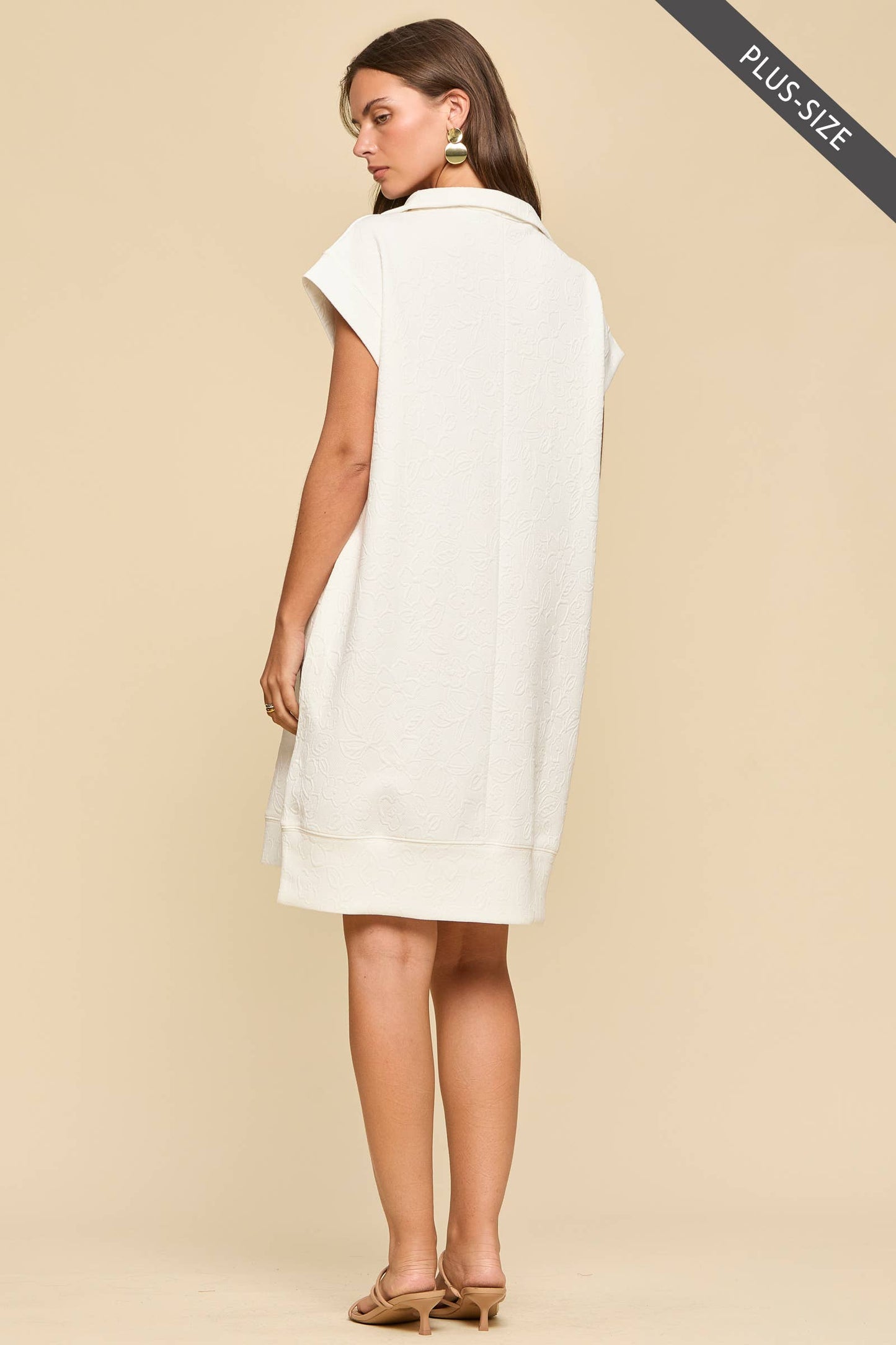 PLUS SIZE Half-Zip Jacquard Dress w/ Pockets: EMERALD POP / XL