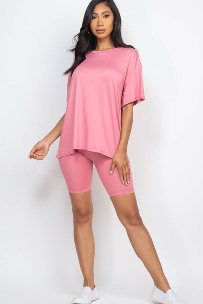 Loose Fit Top & Bike Shorts Set: Daylily Yellow / L