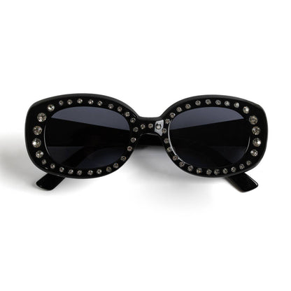 Black Oval Bling Sunglasses
