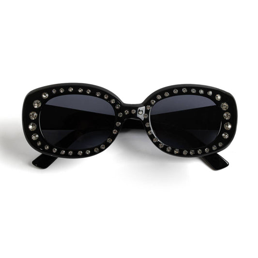 Black Oval Bling Sunglasses