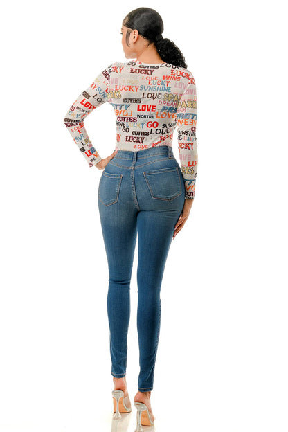 (ST4437) Love Letters Bodysuit (2 colors): White / L