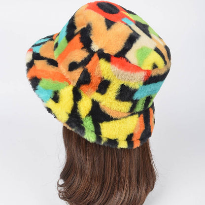 Multi Color Fur Bucket Hat: Multicolor