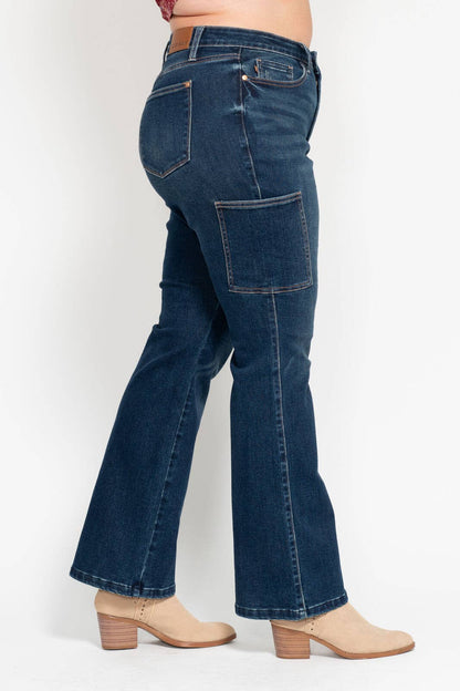 High Waisted Cargo Bootcut- PLUS: DK / 20W