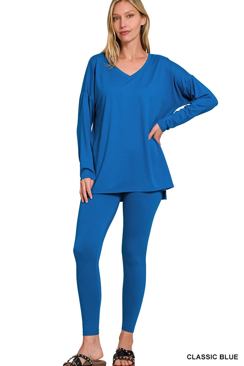 1223 Brushed Dty Microfiber Loungewear Set SI-23693 Zenana: ASHMOCHA-156632 / XL