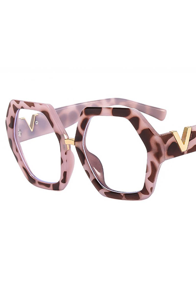 WOMEN GEOMETRIC FRAME EYEGLASSES_CWASG0135: YELLOWWHITE / (OS) 1
