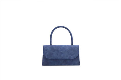 Ladies Faux Leather Top Handle Fashion Clutch Bag: Blue