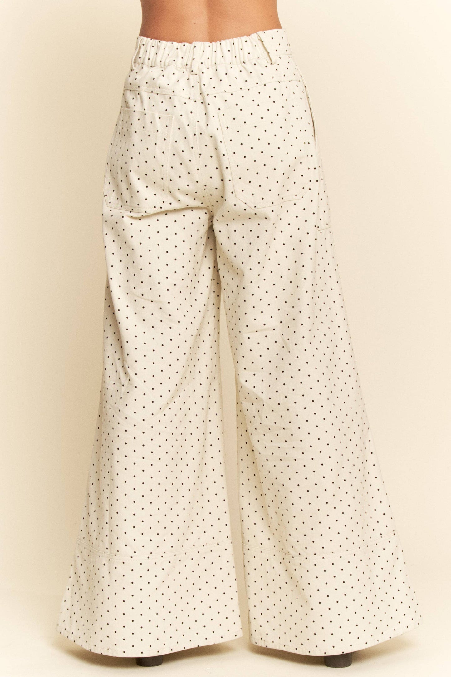 Plus - Washed Floral Print Wide-Leg Pants: NAVY DOT / 3XL