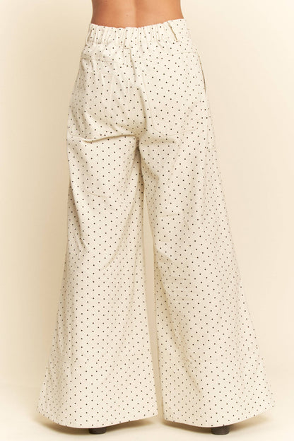 Plus - Washed Floral Print Wide-Leg Pants: NAVY DOT / 3XL