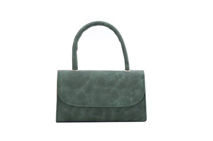 Ladies Faux Leather Top Handle Fashion Clutch Bag: Blue