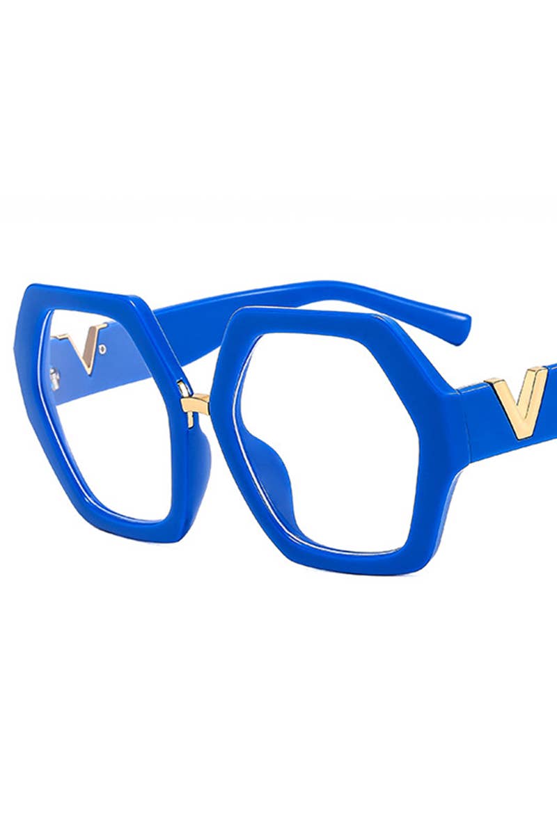 WOMEN GEOMETRIC FRAME EYEGLASSES_CWASG0135: LEOPARDWHITE / (OS) 1