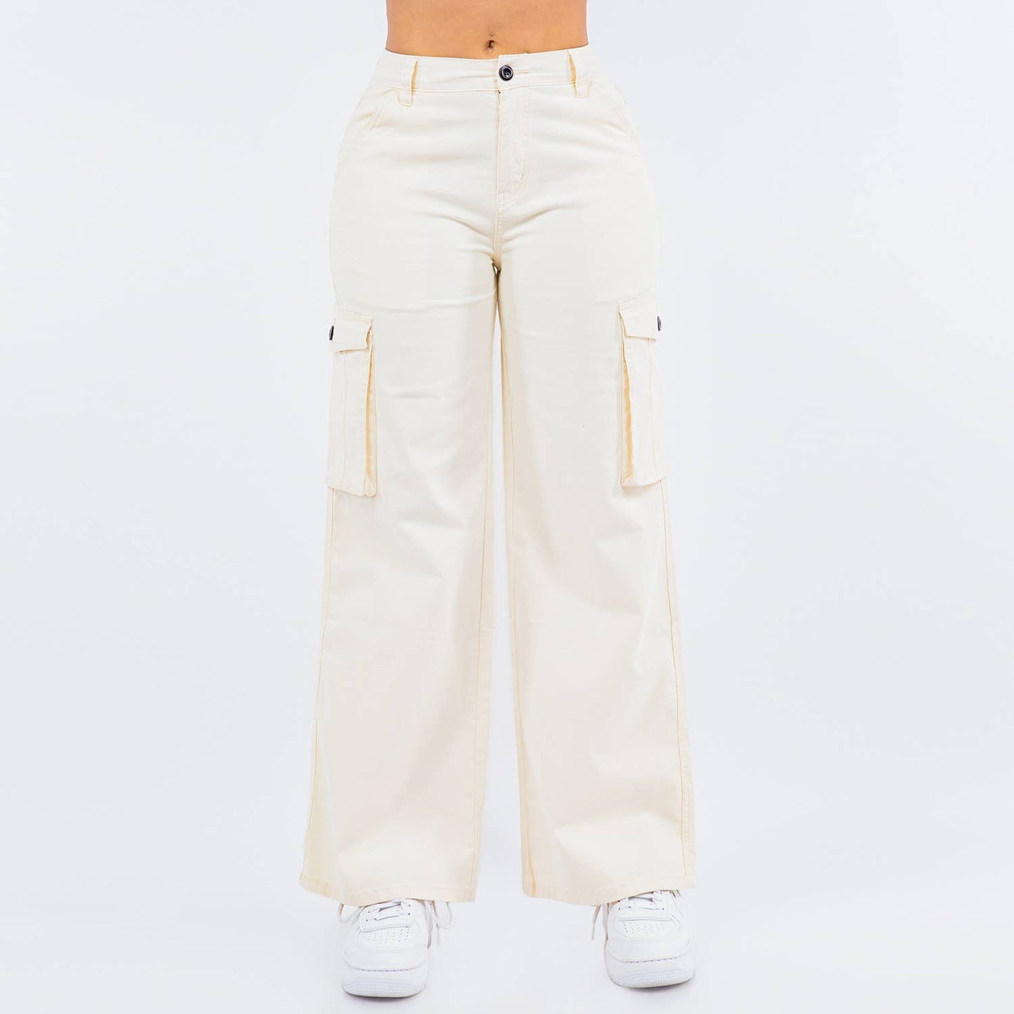 PLUS SIZE HIGH WAIST WIDE STRAIGHT PANTS-RJH5669P: OLIVE / 3X