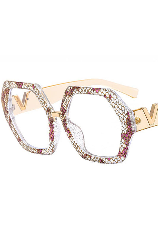 WOMEN GEOMETRIC FRAME EYEGLASSES_CWASG0135: YELLOWWHITE / (OS) 1
