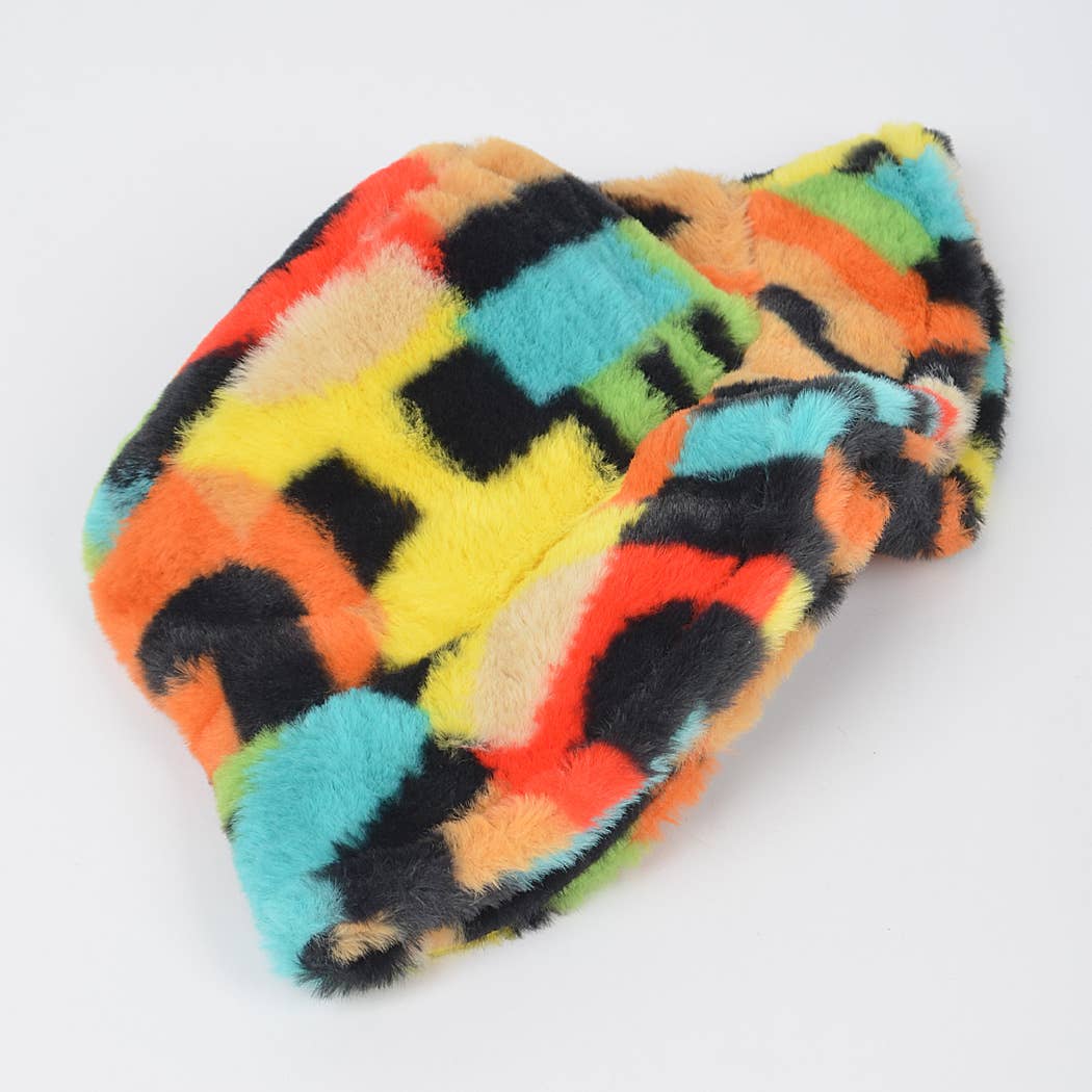 Multi Color Fur Bucket Hat: Multicolor