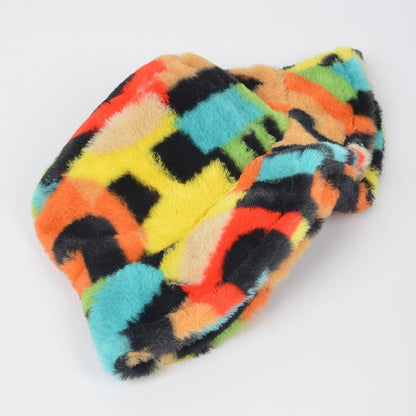Multi Color Fur Bucket Hat: Multicolor
