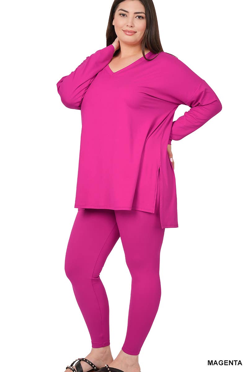 Plus Microfiber Loungewear Set - Zenana: +BRIGHT BLUE-148057 / 2X